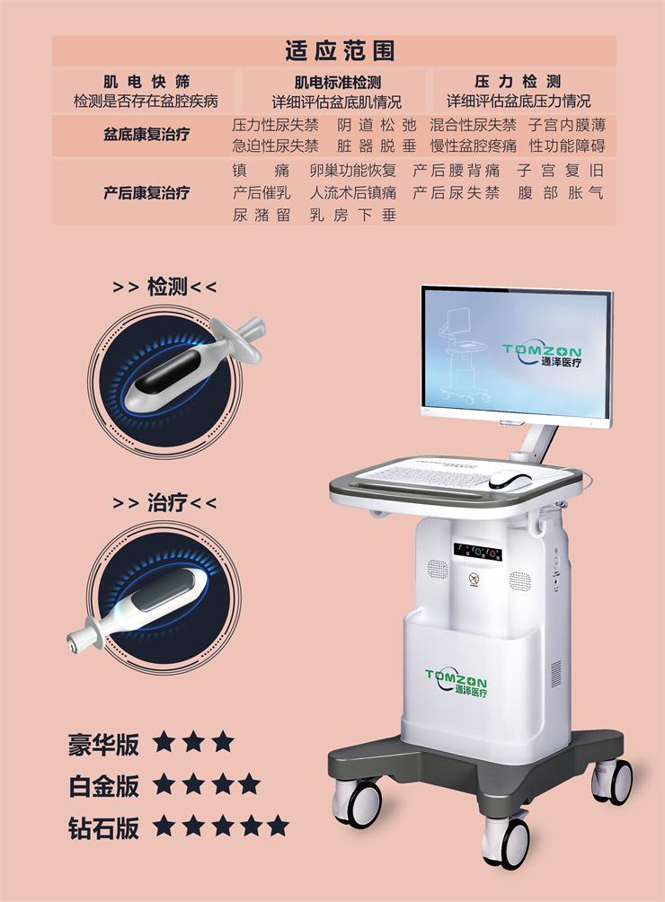 进行有效的盆底肌康复治疗和训练,仪器采用低频电刺激,使肌肉被动收缩